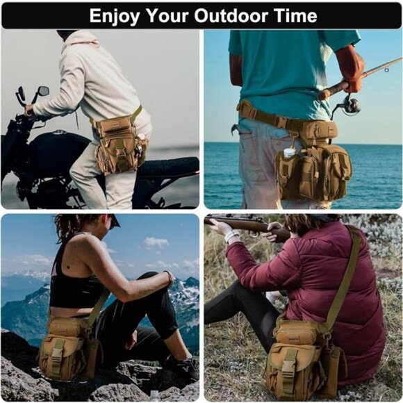 Drop Leg Bag for Men Tactical Metal Detecting Thigh Pack with Water Bottle Pouch - Picture 4 of 7